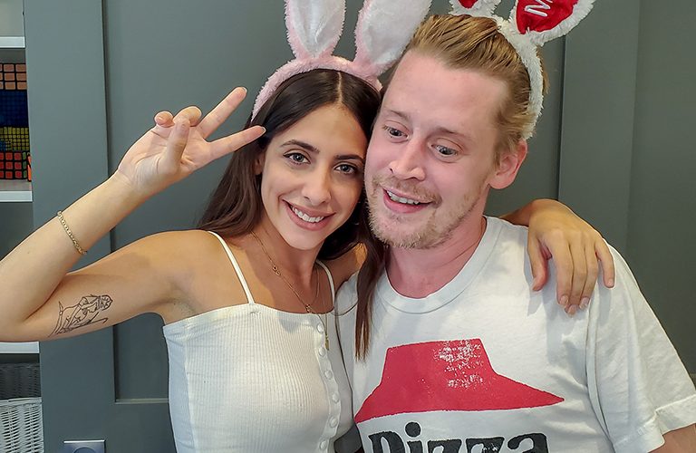 Macaulay Culkin talks to Raya Carmona