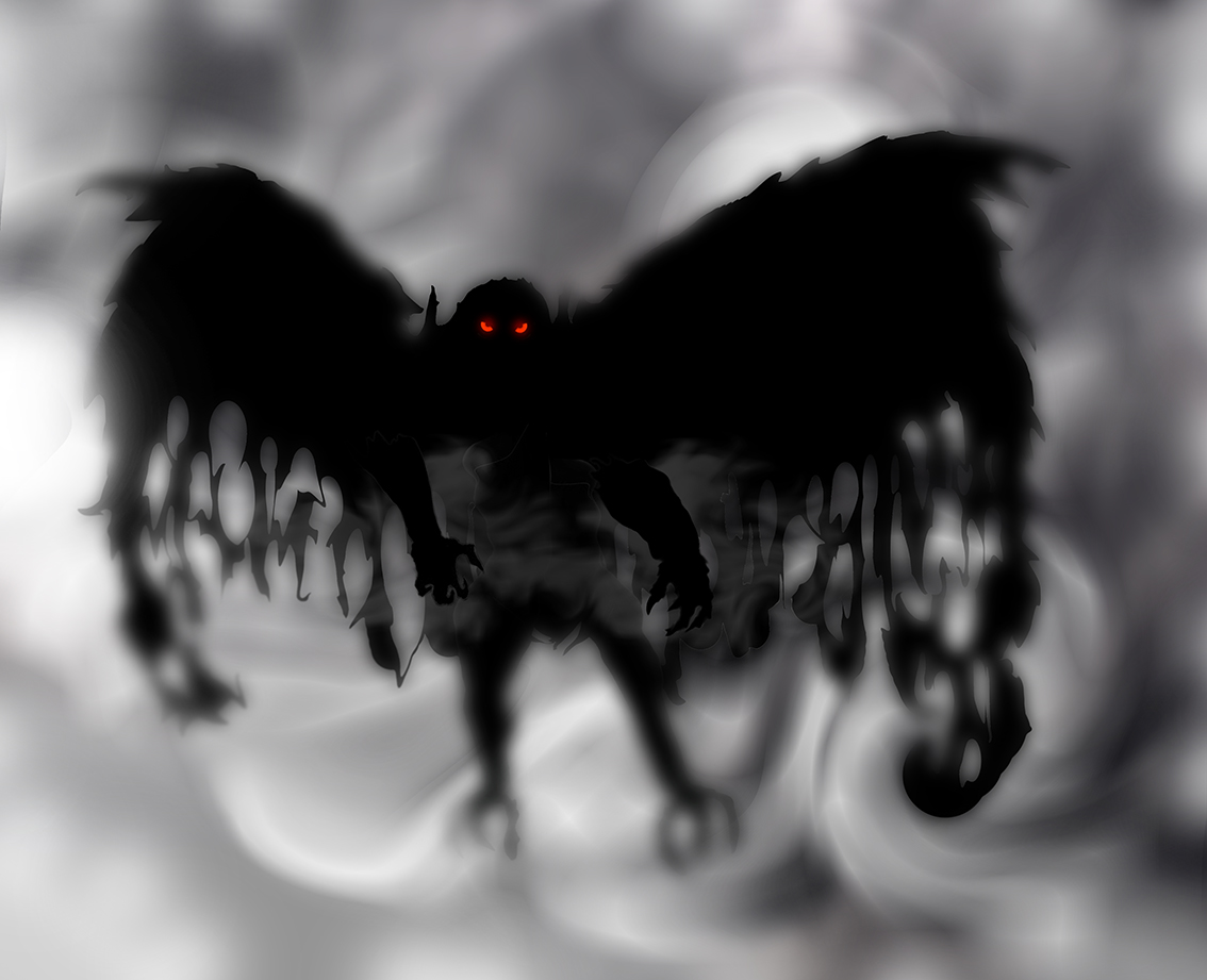 Черное существо с крыльями